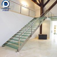 Escalier en verre flottant minimaliste, design sans cadre en verre trempé, solution personnalisée