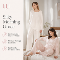 Nouvelle Collection 2026 : Ensemble Pyjama Deux Pièces en Modal Respirant, Extensible Supérieur, avec Dentelle Artisanale Élégante et Design Confortable
