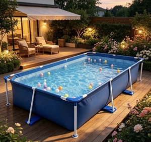 Oversize Adult Rectangular Anti Leak PVC Matched Filter And <b>Ladder</b> Backyard Pool Above Ground Swimming Pool - Product Image 1