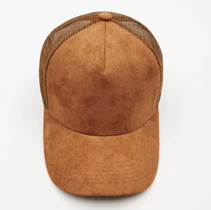 Suede Custom Embroidery logo Trucker Hat Mesh 5 Panel Cap Sports Suede Baseball Cap Wholesale - Product Image 5
