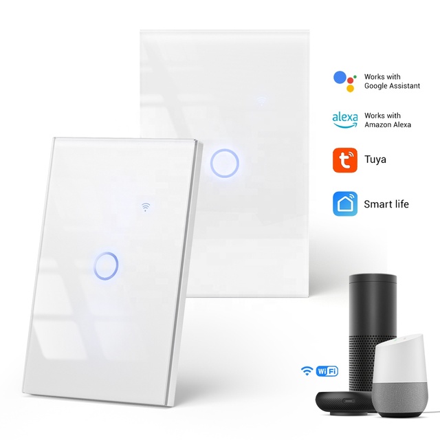 Wifi Smart Light Switch Glass Screen Touch Panel Wireless Wall Interuptor Voice Remote Control by Tuya Alexa Google Home Usa