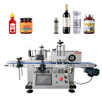 Fabrieksleverancier Tafelmodel Automatische Ronde Fles Etiketteermachine Met Transportband voor Jam Pot Tomatensaus Glazen Wijnfles