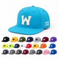 Topi 5 Panel Flat Brim Bordir Logo Custom Langsung dari Pabrik, Snapback Plastik, Topi Bermerek, Produksi Kecil, OEM ODM Grosir
