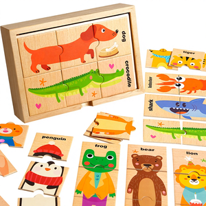 Wooden Animal Shape Matching Puzzle Game for 5-7 Year Olds Montessori Educational Toy Eco-friendly Unisex Kids Learning Gift