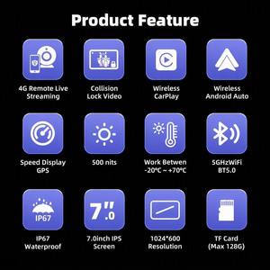 <span class=keywords><strong>Motorcycle</strong></span> Carplay Sepeda Motor 7 Inci 4G Streaming Langsung Jarak Jauh Pengunci Tabrakan Video GPS Tampilan Kecepatan IP67 Tahan Air Moto GPS - Product Image 2