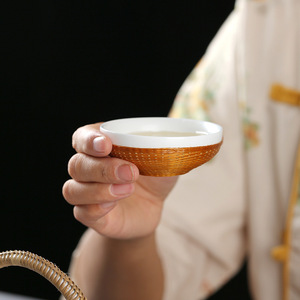Porcelain Kung Fu <b>Tea</b> <b>Set</b> With Bamboo Handle Teapot And Cups For Afternoon <b>Tea</b> Dehua Origin Irregular Shape - Product Image 4