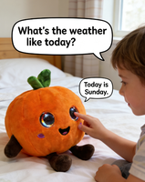 Peluche Citrouille Interactive Parlante avec Yeux Expressifs et Voix, Rechargeable, Cadeau d'Halloween pour Enfants et Adultes