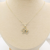 Collar Romántico con Cadena de Oro Real de 9k, Collar con Colgante de Piedra de Circonio, Collar de Alas de Caballo de Oro Puro de 9k, Joyería para Mujer al por Mayor