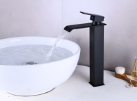 Robinet de lavabo cascade noir de luxe moderne, style européen, mitigeur de salle de bain à poignée unique