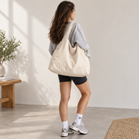 Sac fourre-tout Taslon en stock, grande capacité, style hobo, avec doublure 420D, pour la vente au détail, les cadeaux, la vente en gros, fournisseur OEM