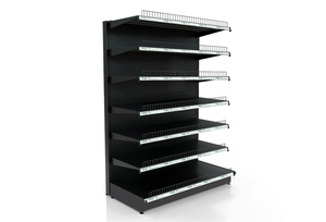 Factory Direct Sale Anti-topple Gondola Supermarket <b>Shelves</b> Sturdy Black Base Metal Display <b>Rack</b> with Front Wire Guards - Product Image 3