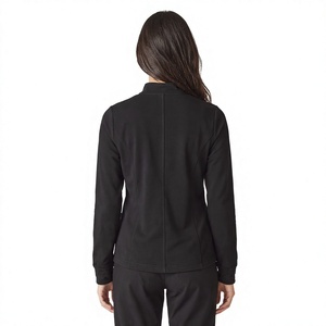 Blouse médicale tricotée noire à fermeture éclair sur le devant pour femme, à manches longues, uniforme d'hôpital et d'infirmière, détection d'aiguilles - Product Image 2