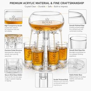 Distributeur et support de shots en PMMA 6 compartiments, décanteur à vin et distributeur de shots de bar avec 6 tasses en acrylique pour toutes sortes de fêtes - Product Image 4