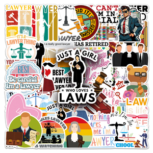50 pièces ventes d'usine dessin animé Profession Slogan avocat autocollant personnalisé pour ordinateur portable tasse Journal autocollant - Product Image 1
