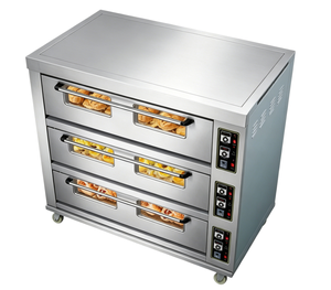 Nouveau four électrique commercial à 3 niveaux et 9 plateaux avec contrôle de température indépendant 220V pour boulangerie et restaurant, idéal pour la pizza et la pâtisserie. - Product Image 2