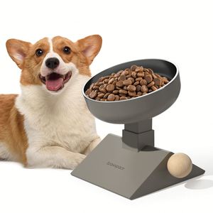 Jpawspace Adjustable Height Angle Foldable Portable Pet <b>Bowl</b> ABS Base 304 <b>Stainless</b> <b>Steel</b> Cervical Health Improvement for Cats - Product Image 1