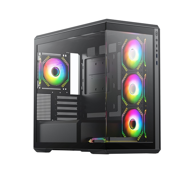 2023 Latest Design Oem Dual Tempered Glass Desktop Computer Case Pc Gaming Casing Gamer MAtx Case Pc for Desktop
