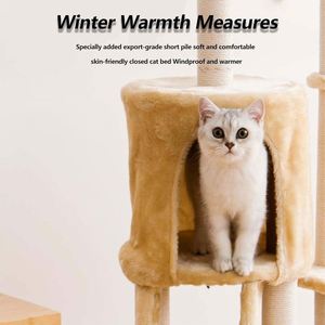Manufacturer Wholesale Grey Beige Sisal Short <b>Plush</b> <b>Cat</b> Tree Condo - Product Image 5