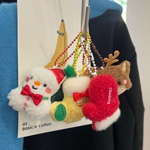Llavero de Peluche de Dibujos Animados al por Mayor, Colgante de Papá Noel, Alce y Muñeco de Nieve, Ideal para Decoración de Mochilas Escolares - Product Image 1