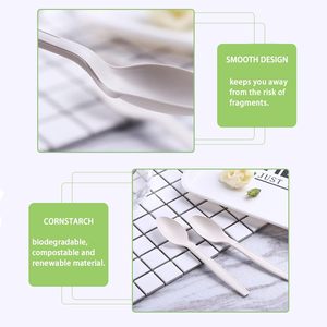 100 cái 100% compostable phân hủy sinh học dùng một lần dao kéo đặt tre muỗng nĩa dao thay thế cho nhựa 50 cái mỗi - Product Image 5