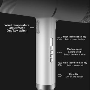 Sèche-cheveux w à faible bruit, appareil à Air chaud et froid, sèche-cheveux sans feuilles avec concentrateur, 3 vitesses - Product Image 4