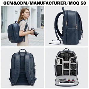 Mochila para Cámara DSLR/SLR de Cuero Vegano Resistente a Impactos, con Compartimento para Portátil, para Fotógrafos, Fabricante OEM - Product Image 2