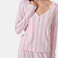 Ensemble pyjama imprimé floral Daisy pour femme, haut Henley et pantalon large, vêtements de détente, vêtements de nuit doux en deux pièces