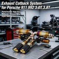Sistema de Escape Cat-Back de Aleación de Titanio Ligero de Alto Rendimiento con Silenciador para Porsche 911 992 3.0T 3.8T