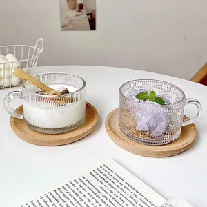 450ml 15oz Vintage girasole goffrato Design Soda Lime vetreria latte Yogurt vetro tazze per la colazione con motivi di rilievo - Product Image 5