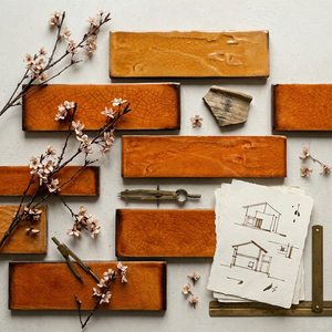 Piastrelle di Lusso <span class=keywords><strong>in</strong></span> Terracotta Arancione Pesimone, Formato Subway 60x240mm, Piastrelle <span class=keywords><strong>in</strong></span> Ceramica Artigianali con Smalto Craquelé per Pareti della Cucina - Product Image 3