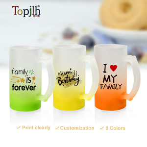 Topjlh Taza de Cerveza de Vidrio Sublimable de 16 oz, Colorida, Esmerilada, con Asa, <span class=keywords><strong>para</strong></span> Esposo, Papá, Hombre, <span class=keywords><strong>para</strong></span> el Día del Padre - Product Image 2