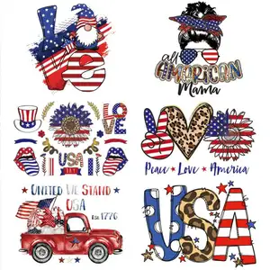 screen print Heat transfers design ornaments for USA independence day decorations dtf printing for t-shirts