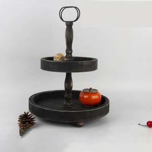 Plateau de service en bois durable à 2 niveaux de style ferme moderne, écologique, traditionnel, vintage, décoration d'art d'intérieur, décoration de bureau à domicile, décoration de cuisine - Product Image 4