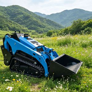 Mini-chargeuse compacte sur chenilles diesel bleue à moteur, à rayon de braquage court, pour usage municipal et de jardinage - Product Image 1