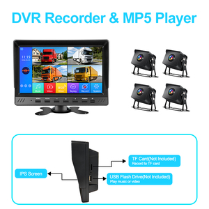จอภาพระบบสัมผัสขนาด 7 นิ้ว พร้อมเครื่องบันทึกภาพ 4CH DVR และกล้องมองหลัง 4 ตัว ชุด BSD สำหรับรถบรรทุกพ่วง ระบบบันทึกแบบวนซ้ำ และระบบเล่น MP5 รุ่น YB-7 - Product Image 2