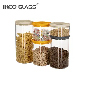 IKOO Custom High Borosilicate Glass Food Storage Jars With Airtight Jars Set