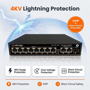 สมาร์ท AI วอทช์ด็อก 8 พอร์ต 10/100M 1 กิกะบิตอัปลิงค์ 1 SFP 120W 4KV ไลท์นิ่ง 250 ม. ระยะไกล VLAN PoE สวิตช์ กล้อง 7.6Gbps - Product Image 3