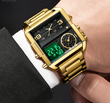 Multifunction Smart Square Chronograph Digital Watches Wholesale Stainless Steel Band 3Bar Waterproof Mens Watches