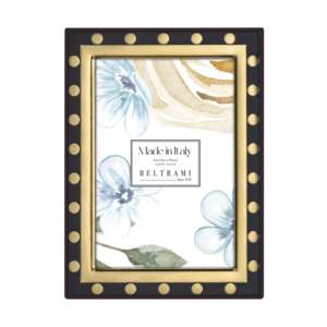 Beltrami Photo <b>Frame</b> <b>4x6</b> Inch Real Silver Plated Black Gold Dots Wood Back - Product Image 1