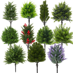 Here Artificial Christmas <b>Trees</b> With Red Berries And Purple Flowers <b>Outdoor</b> Decor Greenery Single Branch Plastic Material - Product Image 1