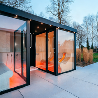 Sauna extérieur en bois de grande taille pour 10 personnes avec salle de sport et hammam