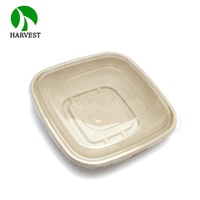 Boîte d'emballage alimentaire rapide biodégradable et compostable en papier synthétique carré jetable Harvest CB32 grand format 32 oz avec couvercles et gobelets