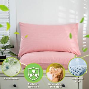 Funda de Almohada Antibacteriana, Rectangular, Tejida, Bordada con Rayas, de Algodón Orgánico con Fibra de Plata, Antiestática y Ecológica - Product Image 1