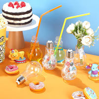 Bouteilles LED en forme d'ampoule personnalisées avec logo imprimé, contenants vides pour bonbons ou liquides, de 100 ml à 500 ml, pour fêtes et événements.