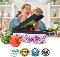 Mandoline de cuisine 12-en-1 en plastique alimentée par USB, coupe-fruits et légumes, hachoir à oignon, trancheuse à légumes, outils portables pour la maison