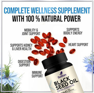 Oem 60 softgels אומגה 6 אומגה 9 מזון בריאות כיתה 1000 אורגני מזון אורגני כיתה מ "ג כמון שחור שמן זרעי טבעוני למבוגרים - Product Image 2