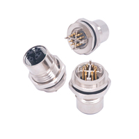 Conector de Montaje en Panel M12 X-Code de 8 Pines, Instalación Trasera, Fijación Frontal, IP67, Tipo Soldadura, Macho y Hembra