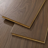 Parquet en bois massif de noyer noir, style antique moderne, trois couches, 15 mm, étanche, système de pose à clipser, pour usage domestique, origine Chine, motif floral synchrone