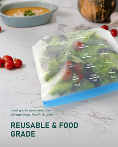 Juego de Bolsas Reutilizables para Almacenamiento de Alimentos al por Mayor, Bolsa con Cierre Hermético, Recipientes a Prueba de Fugas Sin Silicona, Logotipo Personalizado OEM - Product Image 4