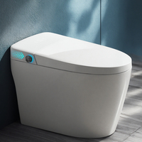WC intelligent allongé moderne avec télécommande, siège chauffant, séchage à l'air - Montage au sol, en céramique, siphon en S, garantie 5 ans pour usage domestique